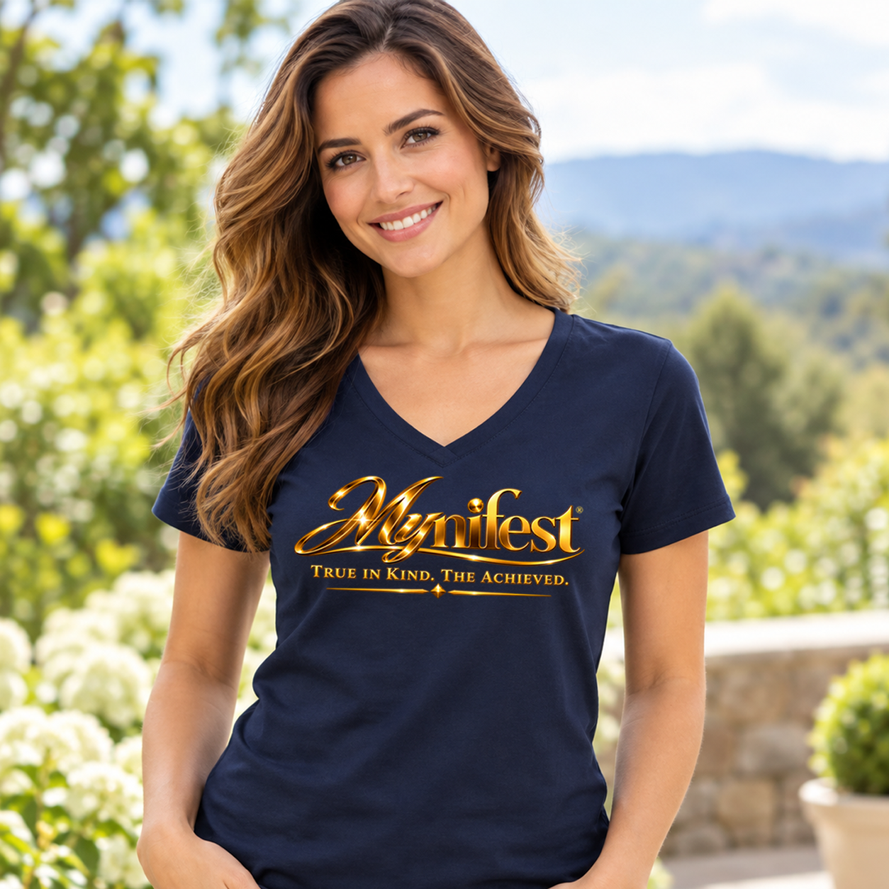 Mynifest Women's Navy V-Neck T-Shirt